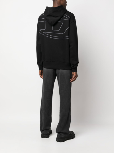 Diesel Graphic-print Cotton Hoodie In Black