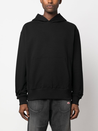 Diesel Graphic-print Cotton Hoodie In Black