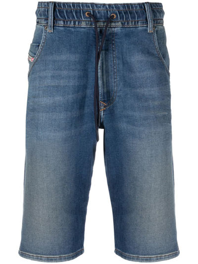 Shop Diesel D-krooshort Joggjeans Shorts In Blue