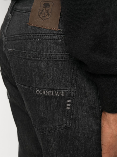 Shop Corneliani Slim-cut 5-pocket Jeans In Black
