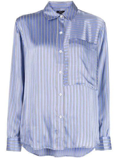 Shop Rails Spencer Striped Silk Shirt In Blue