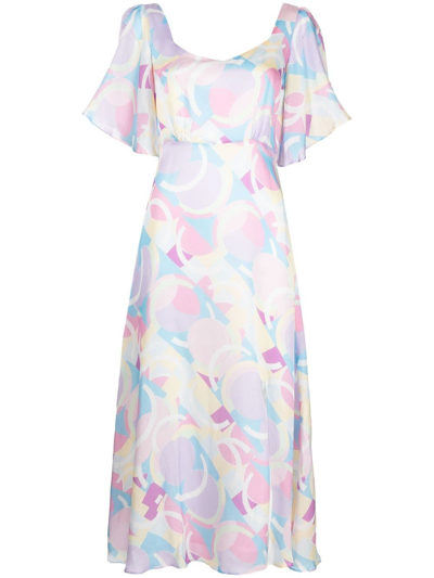Shop Olivia Rubin Savannah Flared Midi Dress In Multicolour