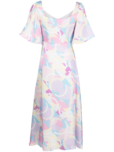 Shop Olivia Rubin Savannah Flared Midi Dress In Multicolour