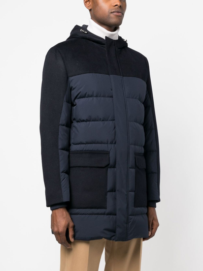Shop Corneliani Padded Concealed-front Coat In Blue