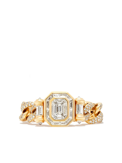 Shay 18kt Yellow Gold Partial Halo Link Ring In Gold