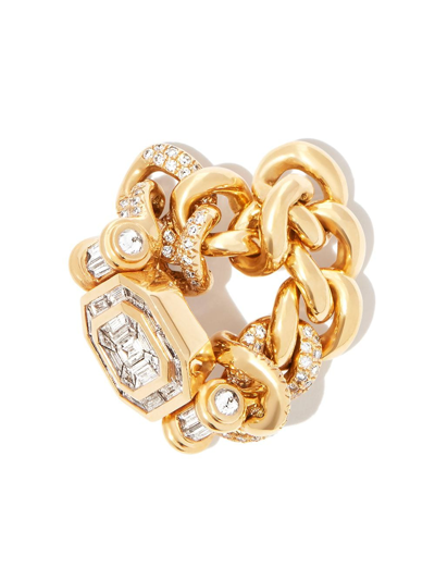 Shay 18kt Yellow Gold Partial Halo Link Ring In Gold