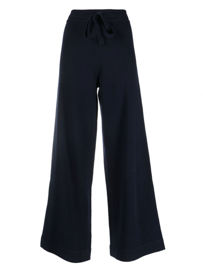 Shop Eres Frédérique Flared Knitted Trousers In Blue