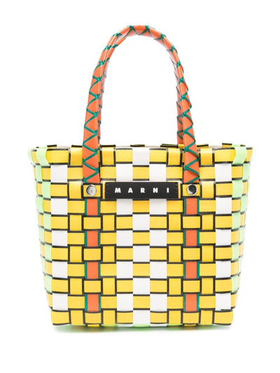 Shop Marni Logo-patch Tote Bag In Yellow