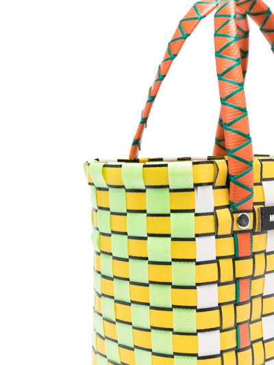 Shop Marni Logo-patch Tote Bag In Yellow