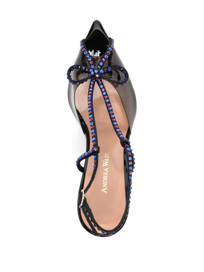 Shop Andrea Wazen Kay 105mm Crystal-embellished Sandals In Black