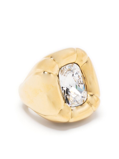 Buy Swarovski Dulcis cocktail ring, Cushion cut crystal, Gold-tone plated