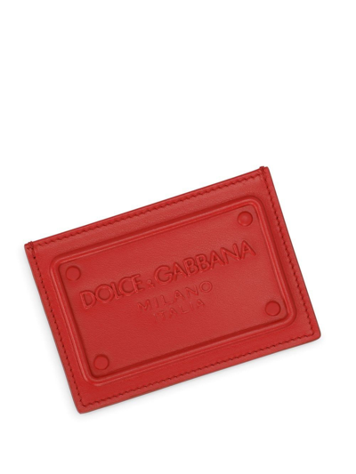 Shop Dolce & Gabbana Dg-logo Embossed Card Holder In Red