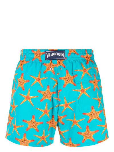 Shop Vilebrequin Starfish Dance-print Swim Shorts In Blue
