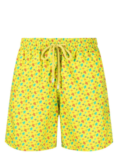 Shop Vilebrequin Moorea Turtle Print Swim Shorts In Yellow