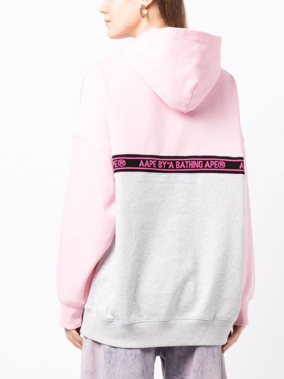 Shop Aape By A Bathing Ape Logo-tape Pullover Hoodie In Pink