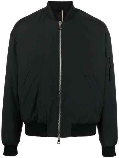 Shop Low Brand Solid-color Bomber Jacket In Black