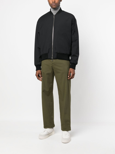 Shop Low Brand Solid-color Bomber Jacket In Black