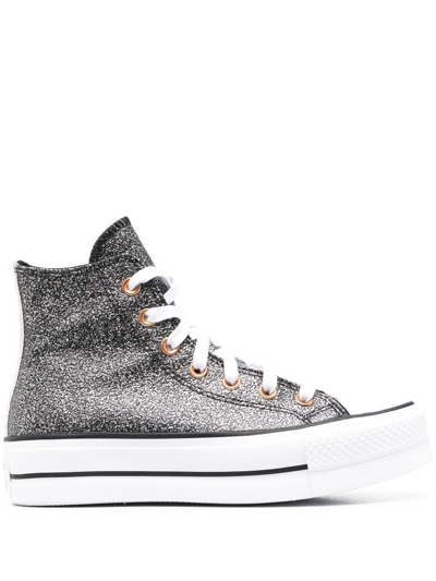 Converse Chuck Taylor Glitter Platform Sneakers In Silver | ModeSens