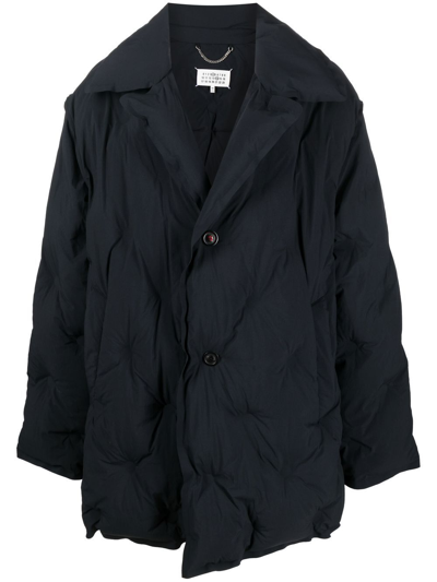 Shop Maison Margiela Single-breasted Padded Coat In Black