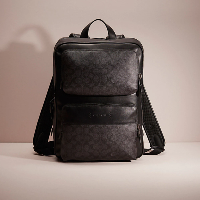 Coach Restored Gotham Backpack In Signature Canvas In Black Copper/charcoal/black