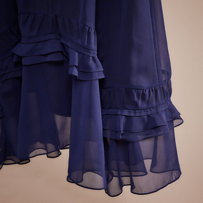 Shop Coach Restored Long Tiered Skirt In Navy