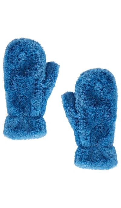 Shop Apparis Coco Faux Fur Gloves In Turquoise
