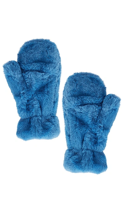 Shop Apparis Coco Faux Fur Gloves In Turquoise