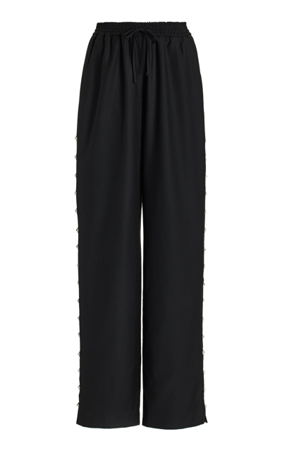 Shop Loulou Studio Women's Buttoned Wool Wide-leg Pants In Black