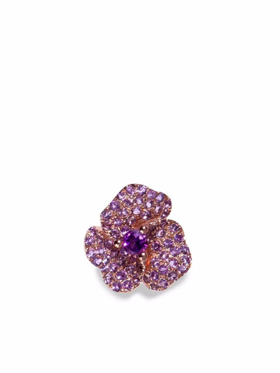 BLOOM 18K玫瑰金花卉迷你紫晶耳环