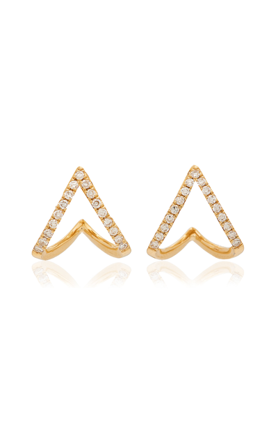Shop Ef Collection Diamond Chevron 14k Gold Huggie Earrings