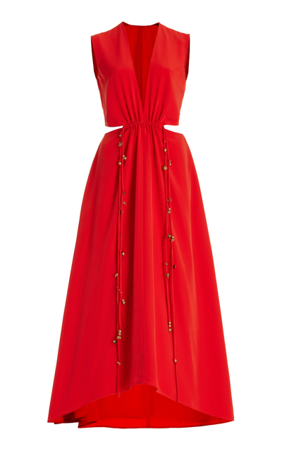 Shop Altuzarra Ayubi Cutout Midi Dress In Red