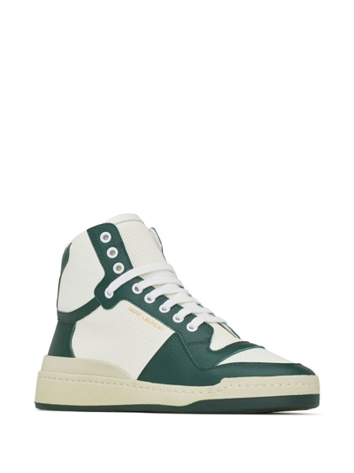Saint Laurent Sl24 Leather High-top Trainers In Green