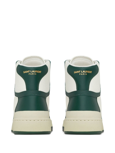 Saint Laurent Sl24 Leather High-top Trainers In Green