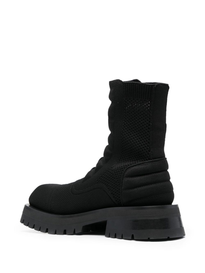 Shop Balmain Knitted Combat Boots In Black