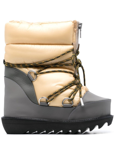 Shop Sacai Padded-panel Lace-up Boots In Grey