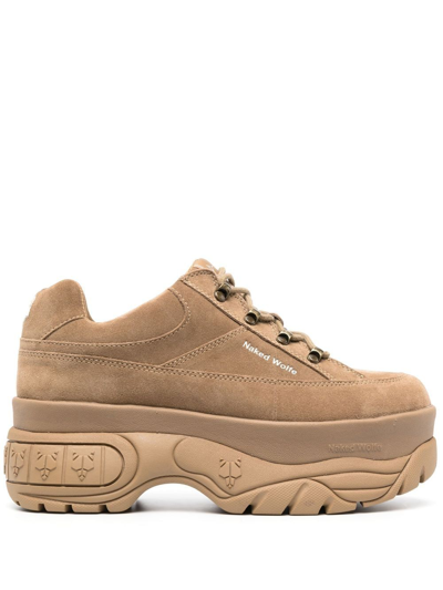 Naked Wolfe Sporty Suede Platform Trainers In Taupe | ModeSens