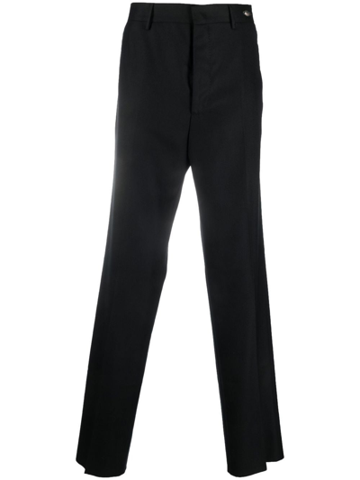 Shop Tagliatore Raw-hem Straight-leg Trousers In Black
