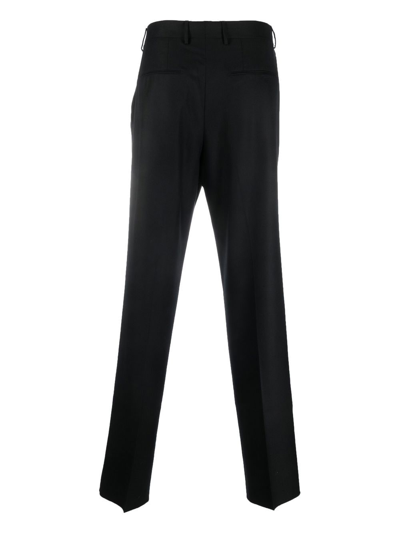 Shop Tagliatore Raw-hem Straight-leg Trousers In Black