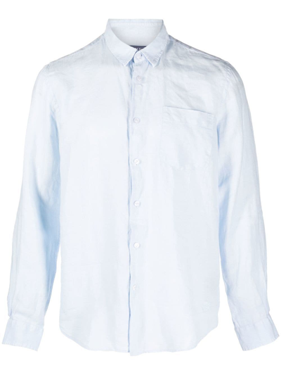 Shop Vilebrequin Caroubis Long-sleeved Linen Shirt In Blue