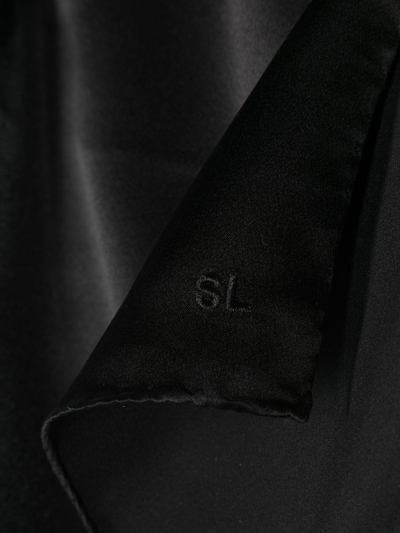 Shop Saint Laurent Embroidered-logo Detail Scarf In Black