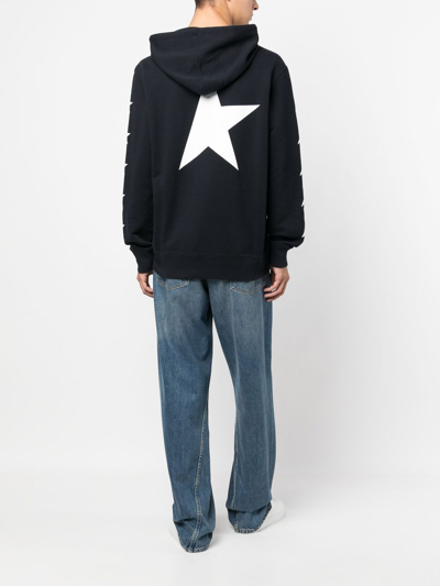 Shop Golden Goose Star-print Cotton Hoodie In Black