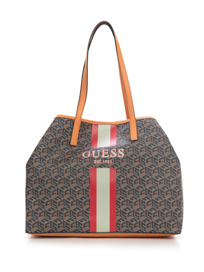 Guess Vikky Large Shopping Bag Marrone Logo Woman | ModeSens