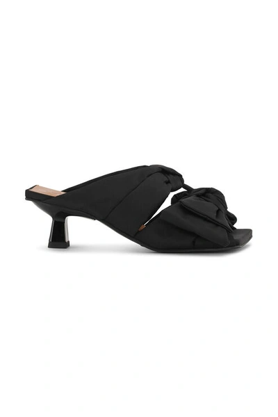 Shop Ganni Soft Bow Kitten Heel Sandals In Black