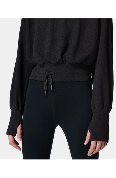 Shop Sweaty Betty Melody Fleece Pullover Sweatshirt In Charcoal Grey Marl
