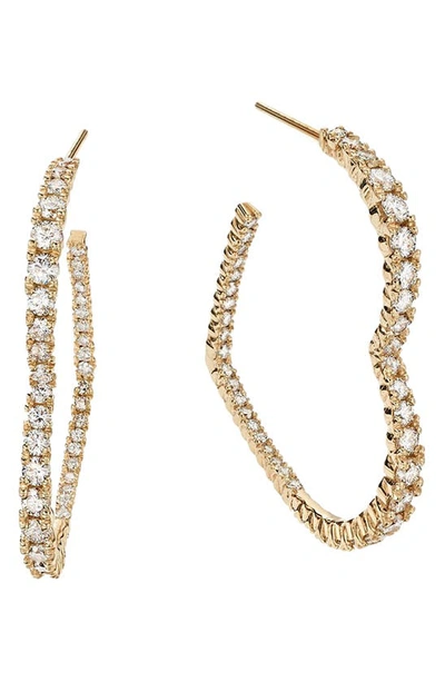 Lana Graduated Diamond Heart Hoop Earrings In Yellow Gold