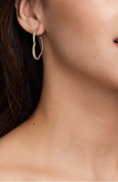 Lana Graduated Diamond Heart Hoop Earrings In Yellow Gold
