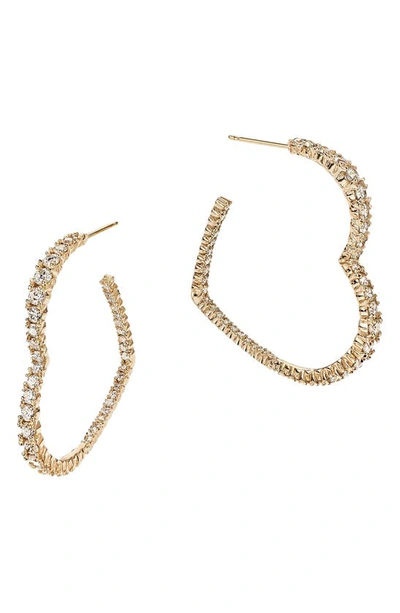 Lana Graduated Diamond Heart Hoop Earrings In Yellow Gold