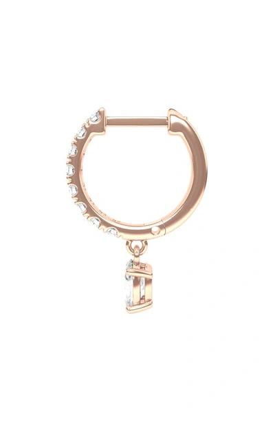 Hautecarat Lab Created Diamond Drop Huggie Hoop Earrings In 18k Rose Gold