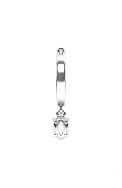 Hautecarat Lab Created Diamond Drop Huggie Hoop Earrings In 18k White Gold