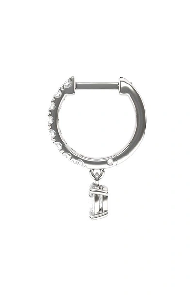 Hautecarat Lab Created Diamond Drop Huggie Hoop Earrings In 18k White Gold